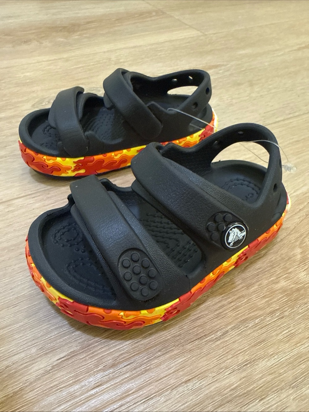 Crocs Crocband Cruiser Size 5 Flames Sandal Toddler Black Kids Shoes New